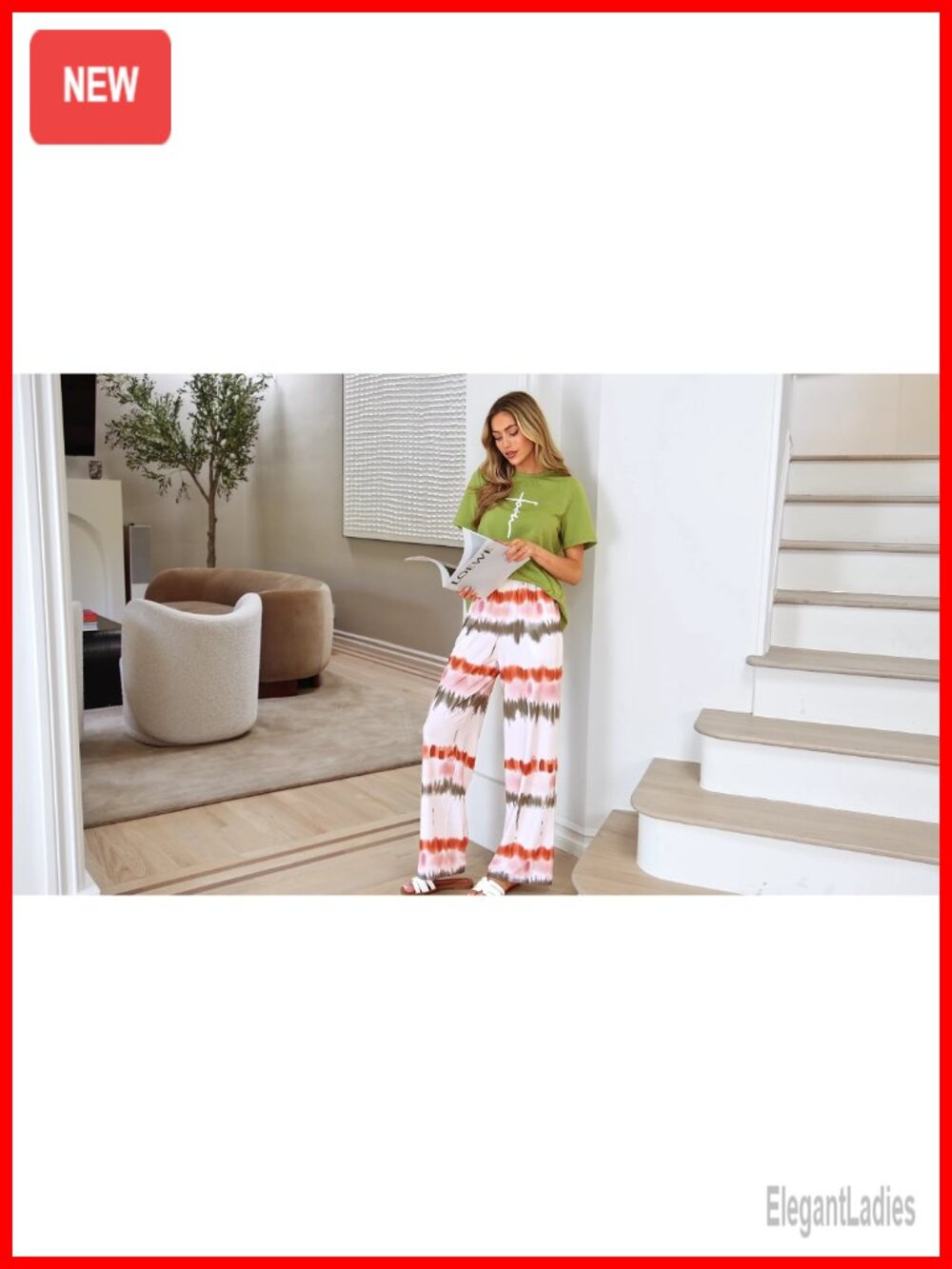2 Piece Pajama Set Short Sleeve Printed Sleepwear Lounge Outfit with Pockets - Picture 7 of 7